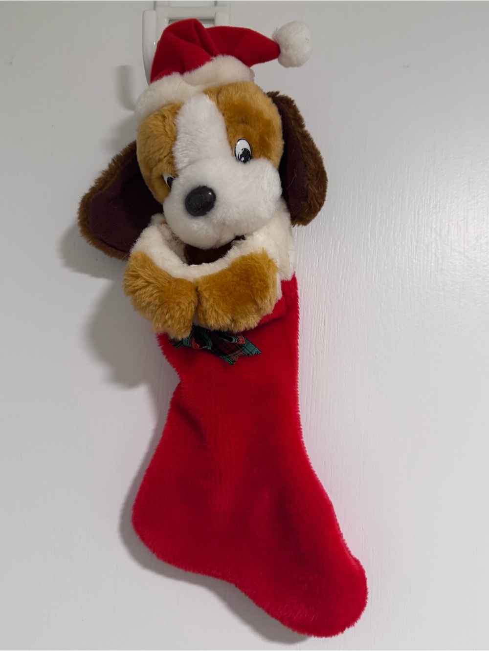 Vintage Sad Sam Puppy Plush 1989 Christmas Stocking stuffed animal Dog Xmas VNT